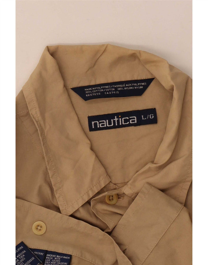 Camisa masculina de manga curta Nautica grande algodão bege