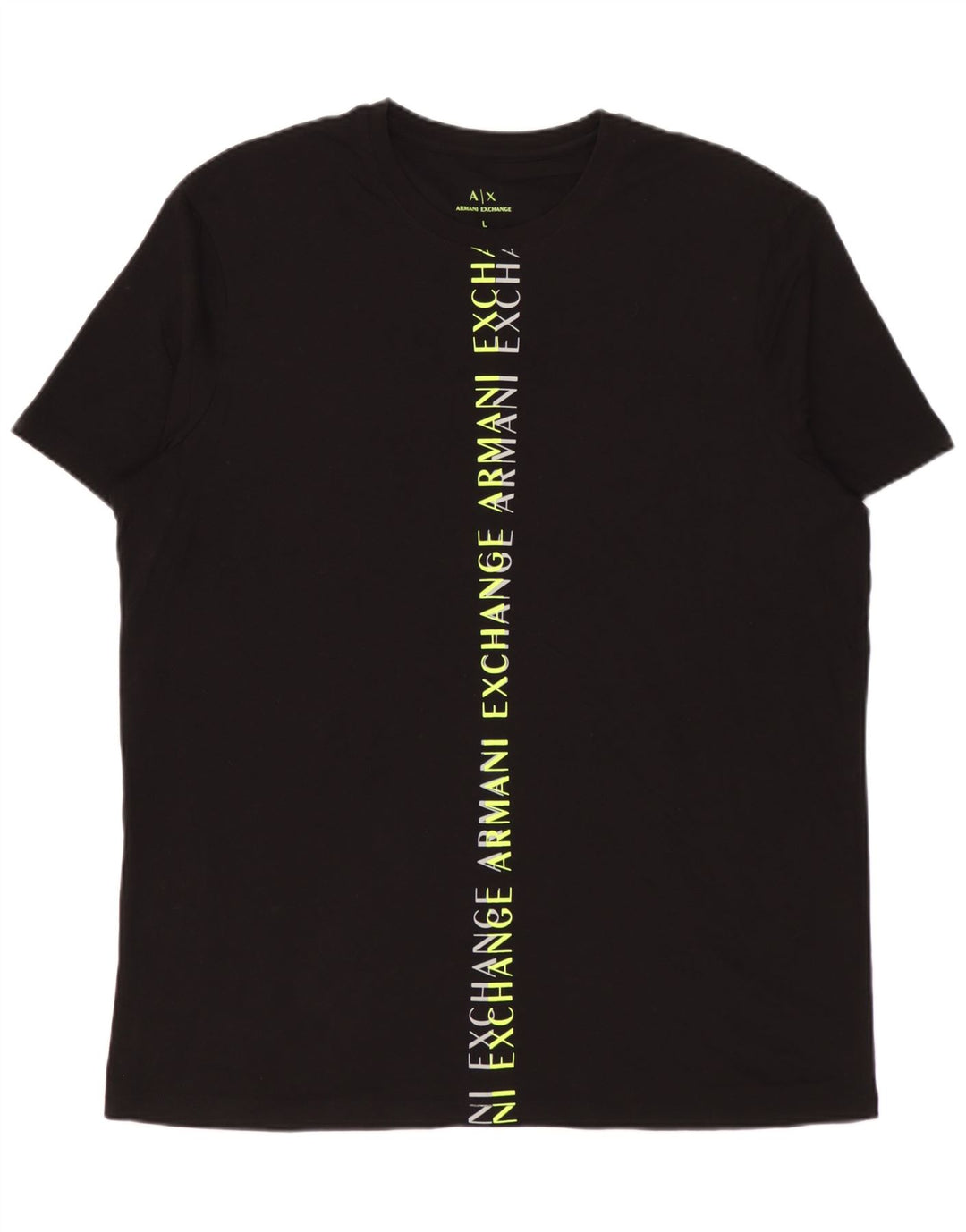 Armani Exchange Camiseta masculina gráfica grande algodão preto