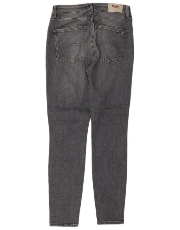Jeans skinny de cintura alta feminino Tommy Hilfiger W30 L30 algodão cinza