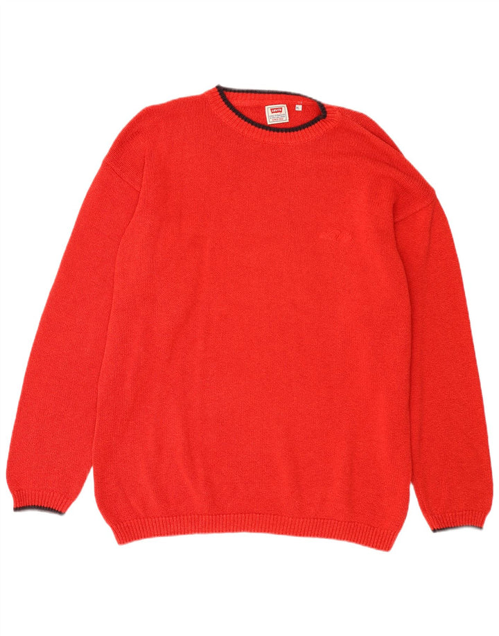 Suéter masculino Levi's com gola redonda XL de algodão vermelho