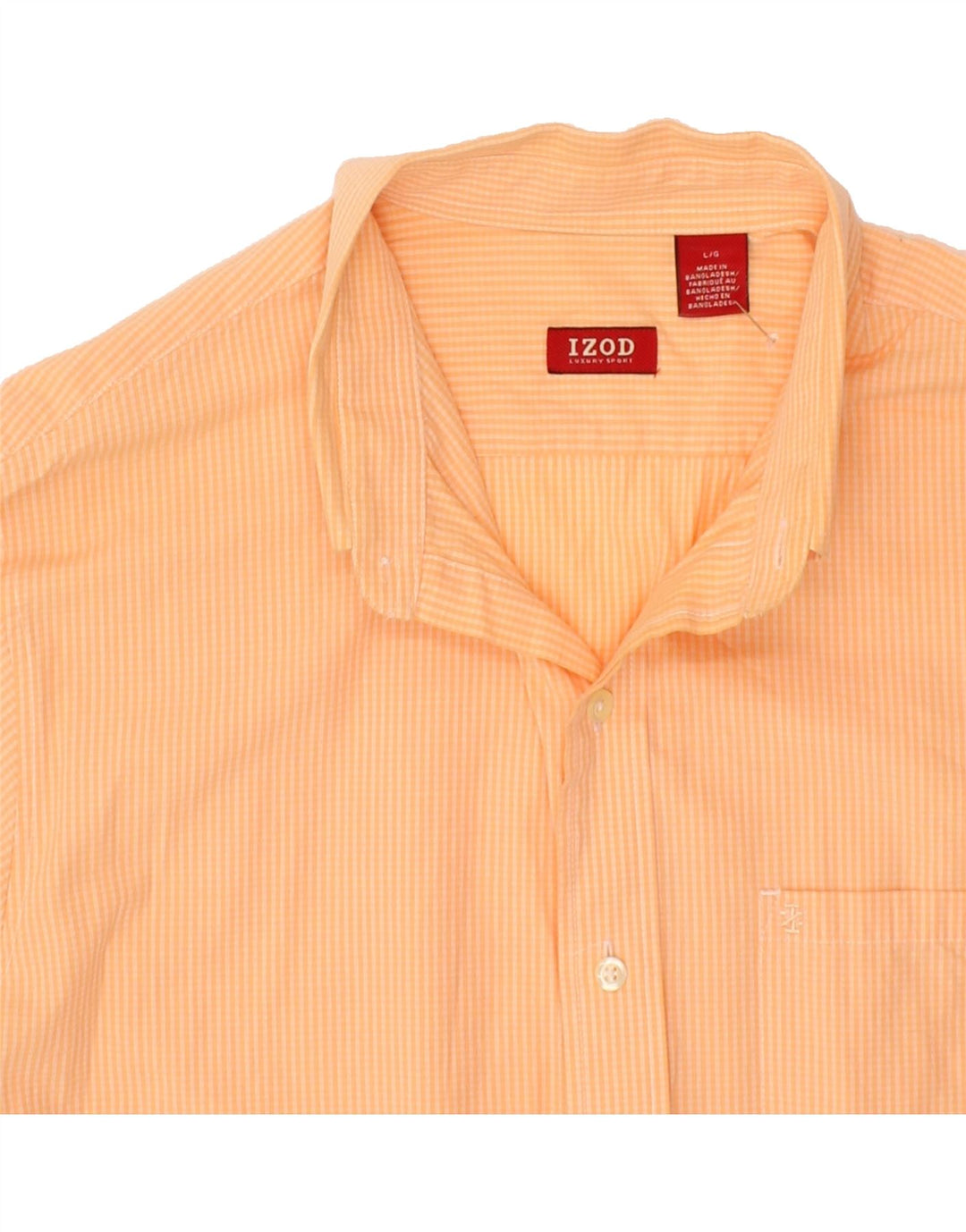 IZOD Mens Shirt Large Orange Gingham Cotton Vintage Izod and Second-Hand Izod from Messina Hembry 