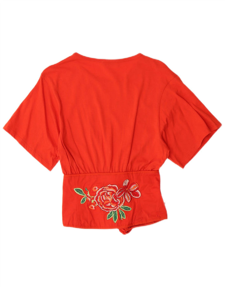 Blusa feminina ZARA Top UK 8 pequena laranja floral