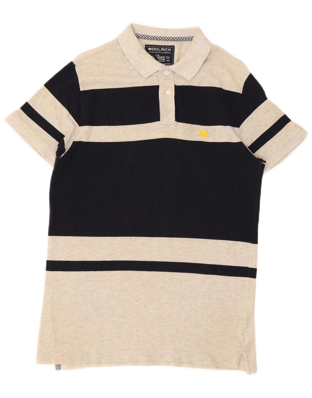 Camisa polo masculina Woolrich cinza médio algodão colorblock