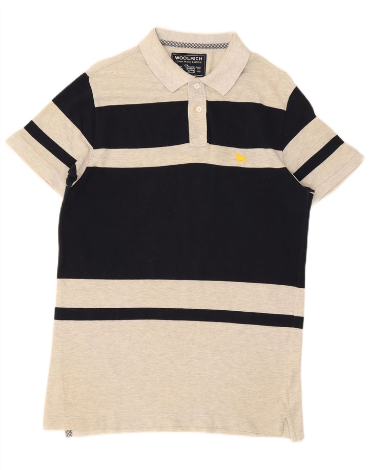 Camisa polo masculina Woolrich cinza médio algodão colorblock