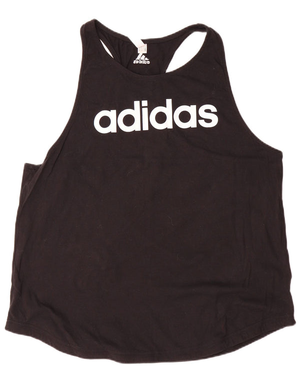 Adidas Womens Graphic Vest Top UK 24/26 2XL Algodão Preto