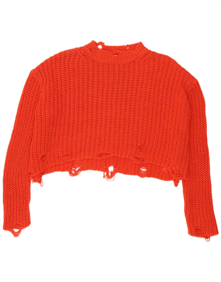 Suéter feminino Zara com gola tartaruga grande e grande, Reino Unido 10 pequeno laranja