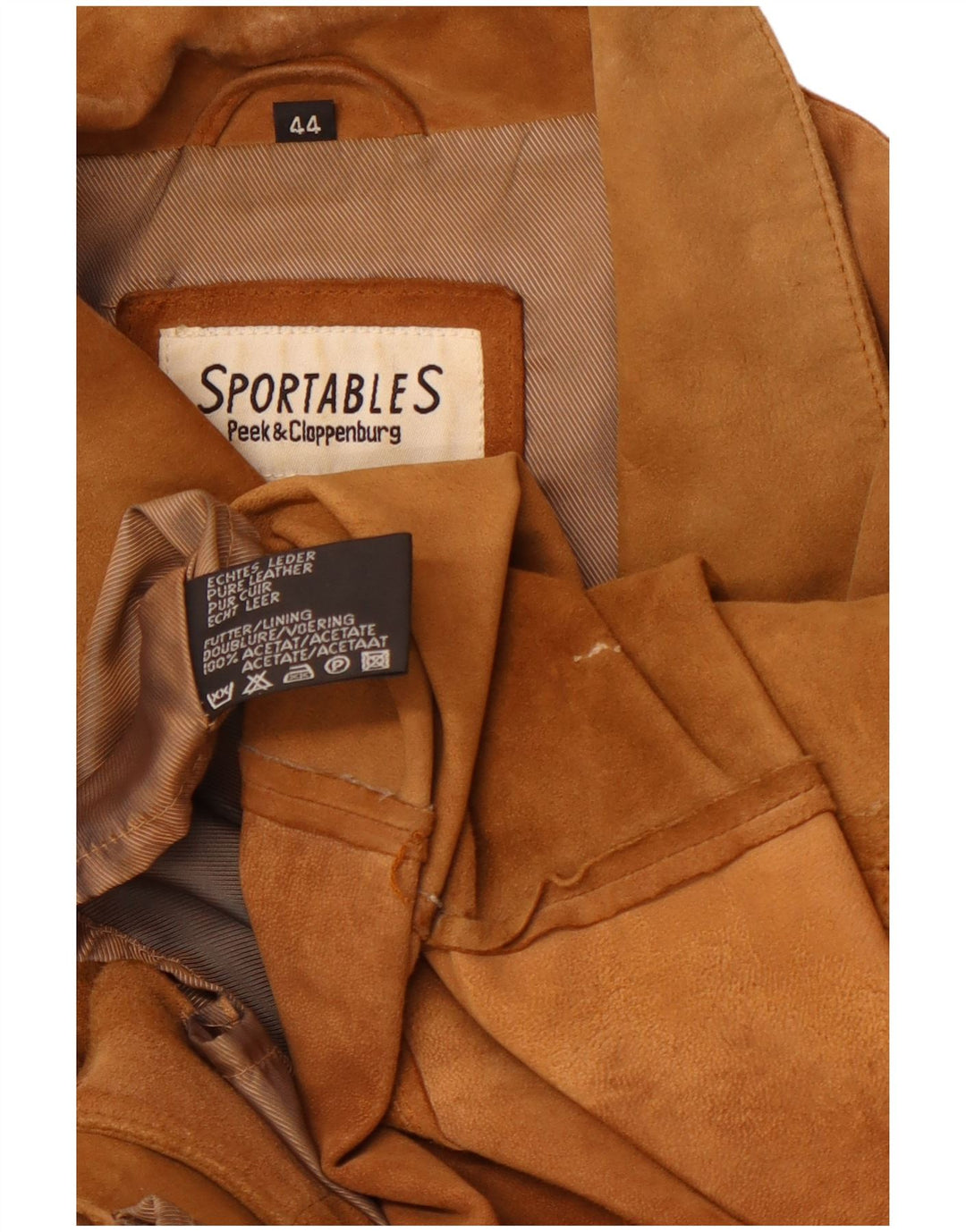 Jaqueta feminina de camurça SPORTABLES IT 44 couro marrom médio patchwork