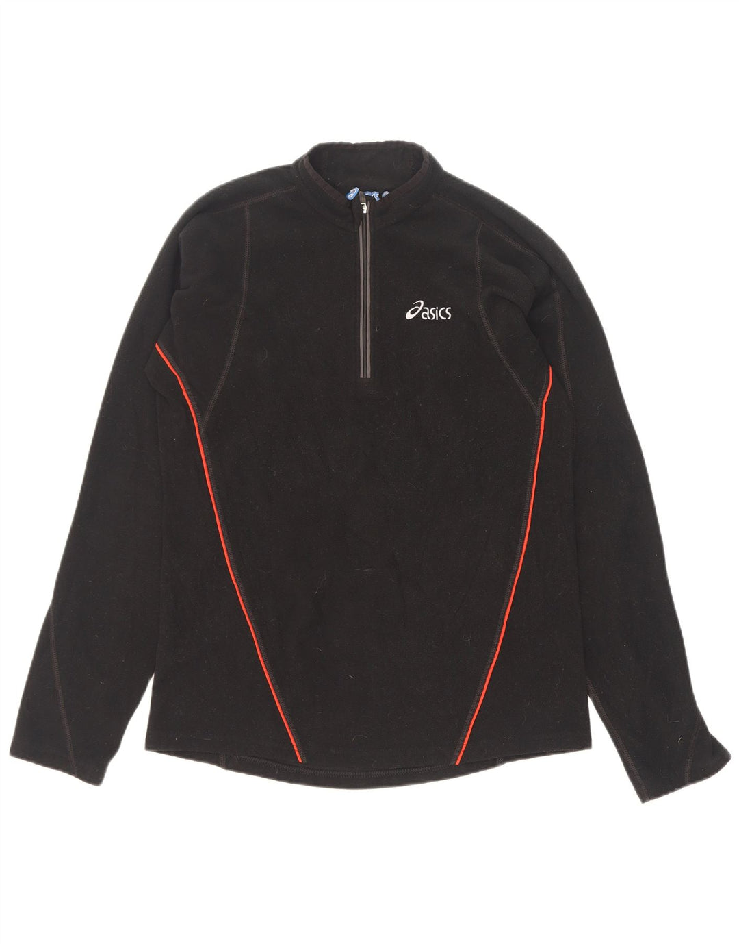 Asics Mens Zip Neck Fleece Jumper Pequeno Poliéster Preto