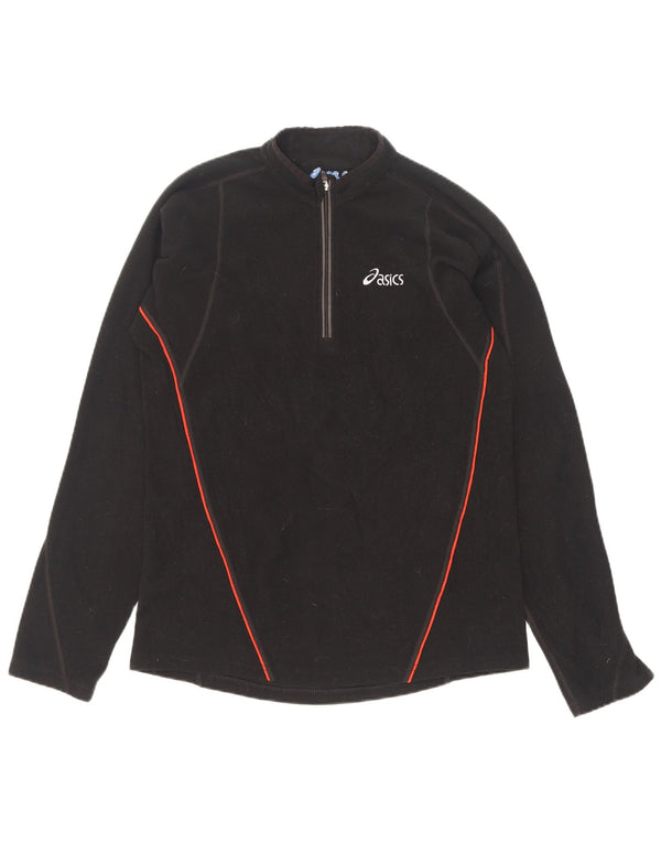 Asics Mens Zip Neck Fleece Jumper Pequeno Poliéster Preto