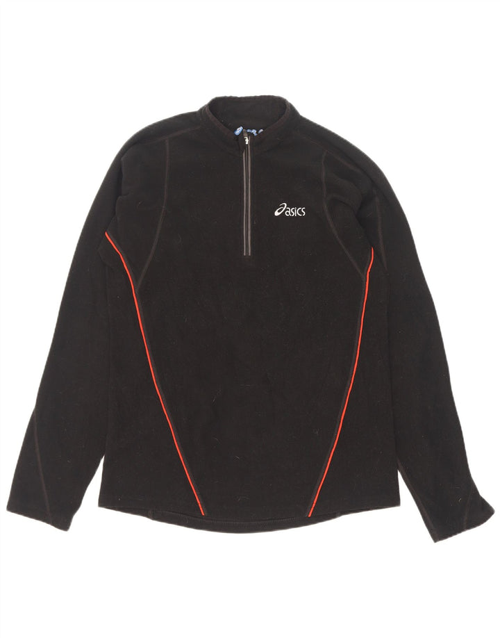 Asics Mens Zip Neck Fleece Jumper Pequeno Poliéster Preto