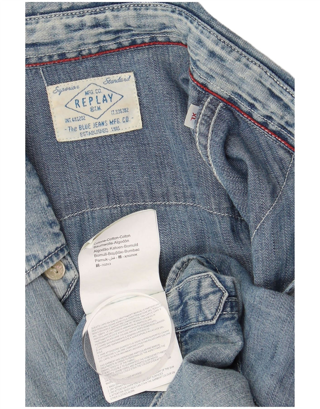 Camisa jeans masculina REPLAY XL azul algodão