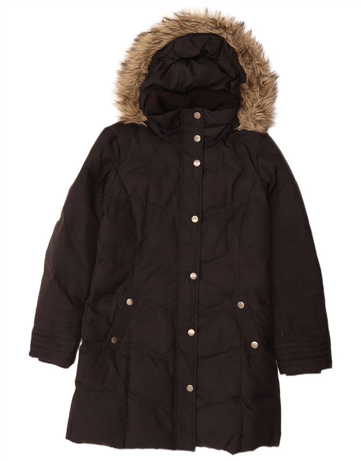 Casaco acolchoado com capuz feminino Esprit UK 12 poliéster preto médio
