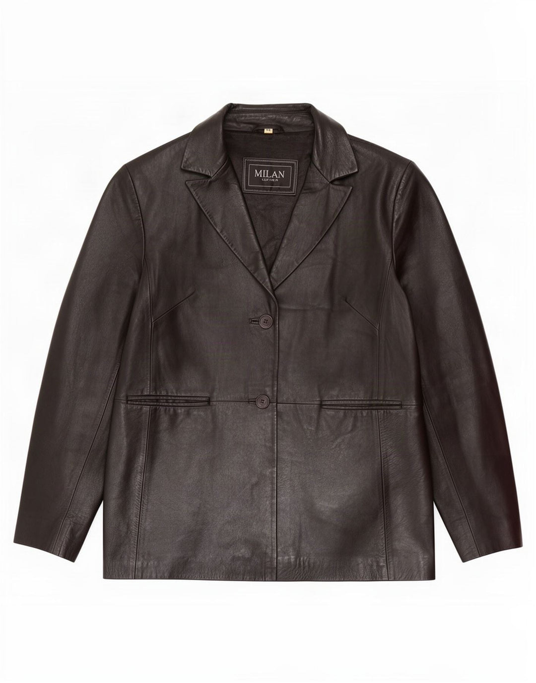 Jaqueta blazer feminina de couro com 2 botões Milan UK 16 grande preta