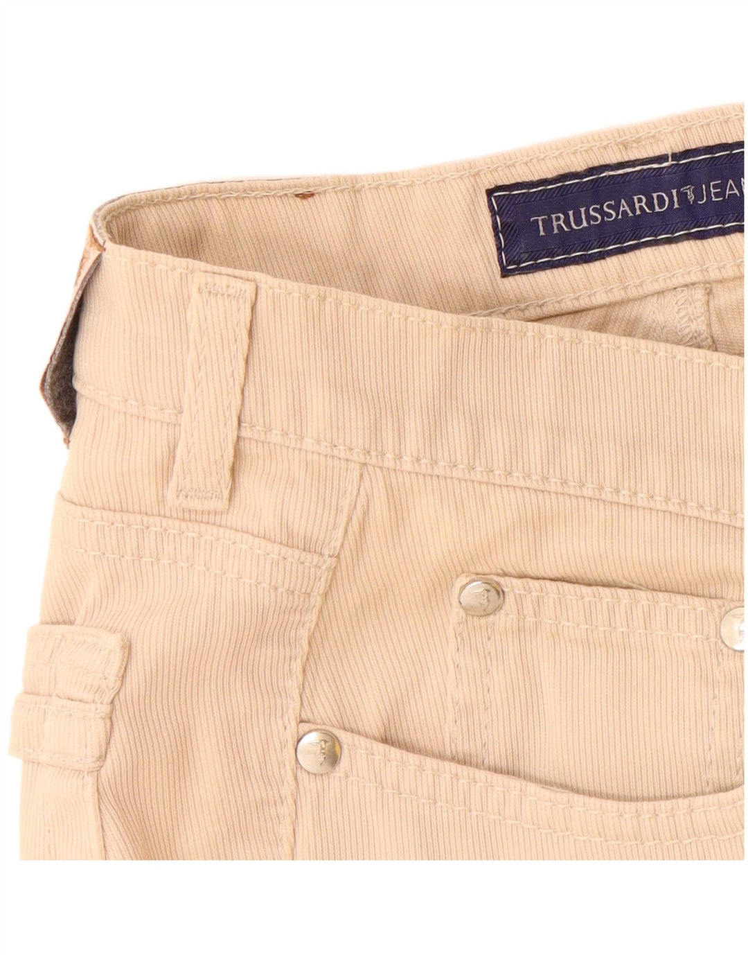 Calça feminina reta casual TRUSSARDI W28 L26 algodão bege