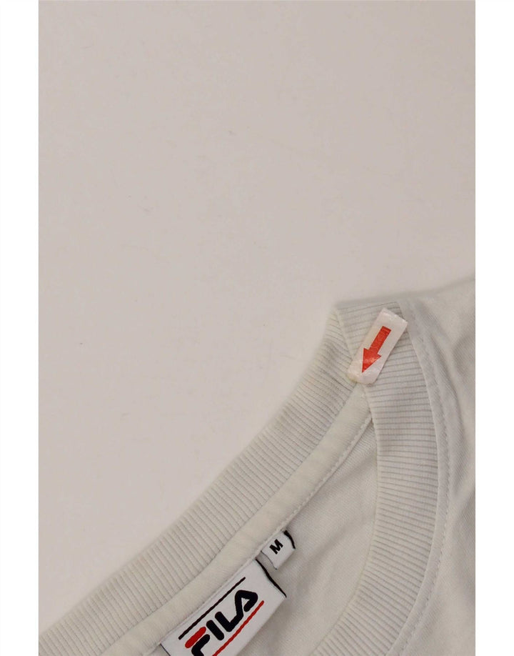 Fila Mens Graphic T-Shirt Top Médio Algodão Branco