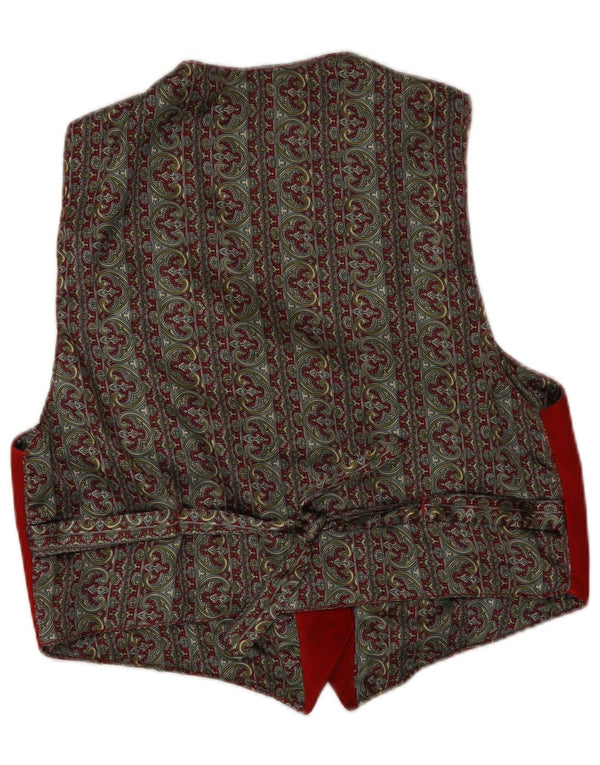 Colete feminino vintage de camurça UK 14 grande vermelho retrô