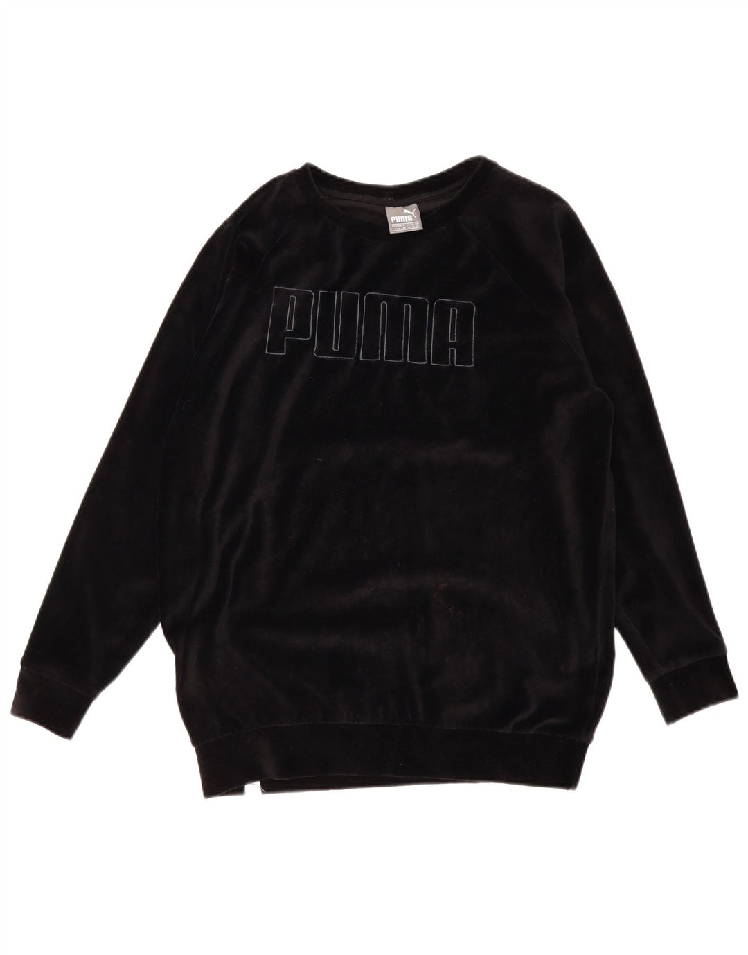 PUMA feminino oversized gráfico moletom jumper UK 12 médio algodão preto