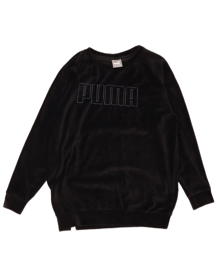 PUMA feminino oversized gráfico moletom jumper UK 12 médio algodão preto