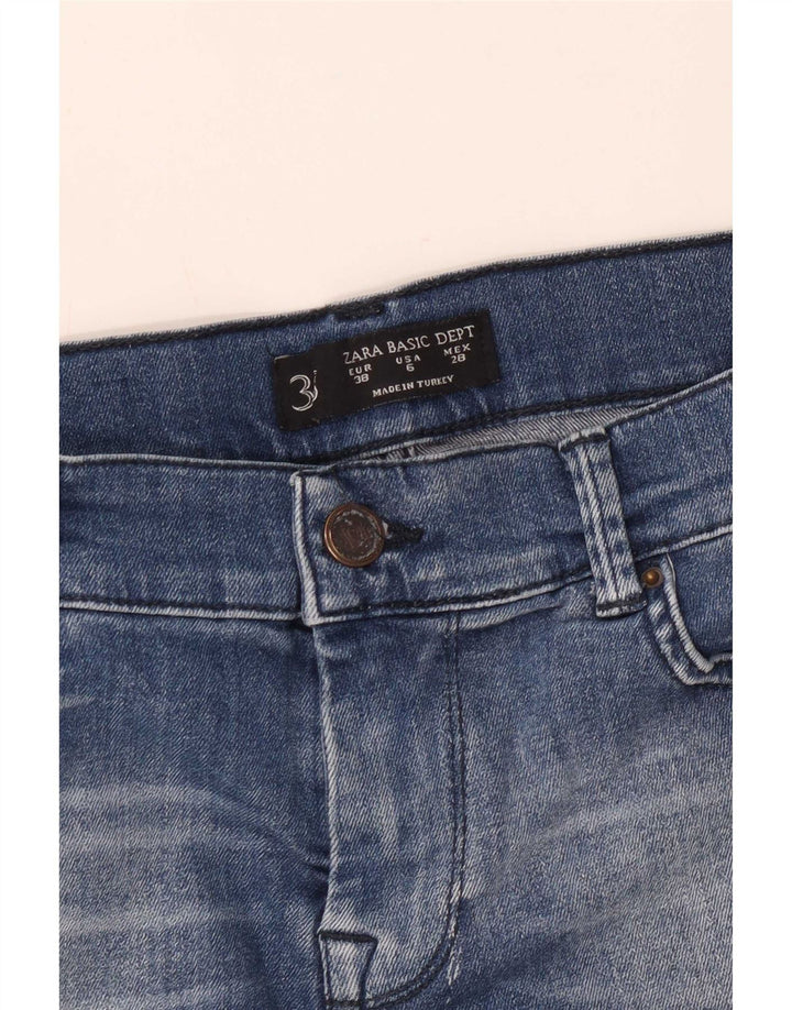 Shorts jeans feminino Zara EU 38 pequeno W28 algodão azul