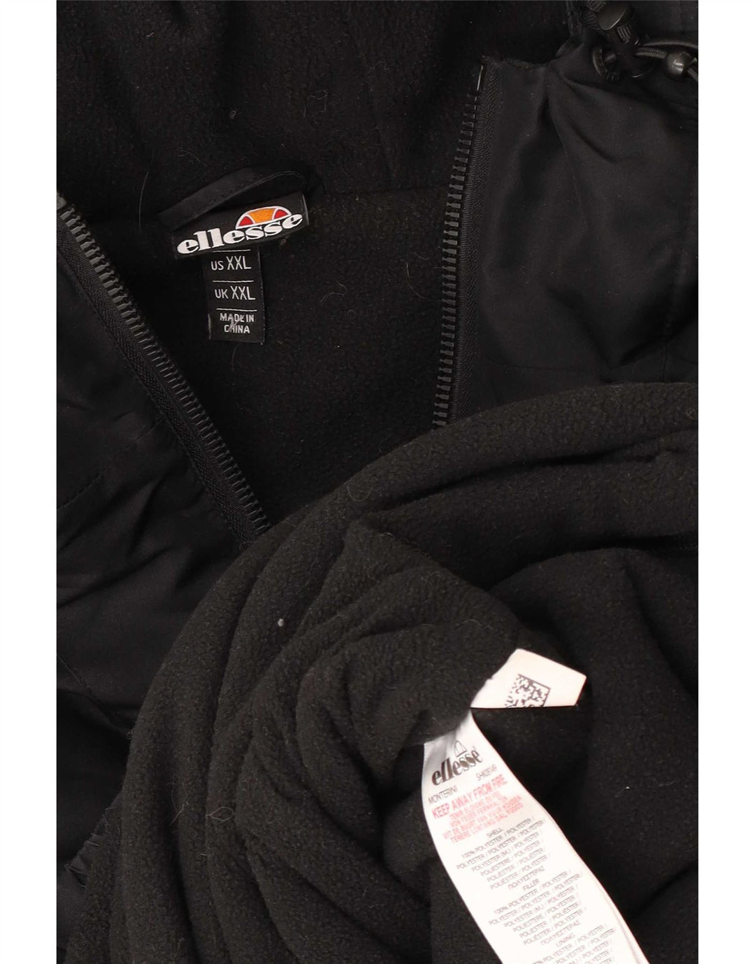 Jaqueta masculina Ellesse com capuz gráfico Anorak UK 44 2XL poliéster preto