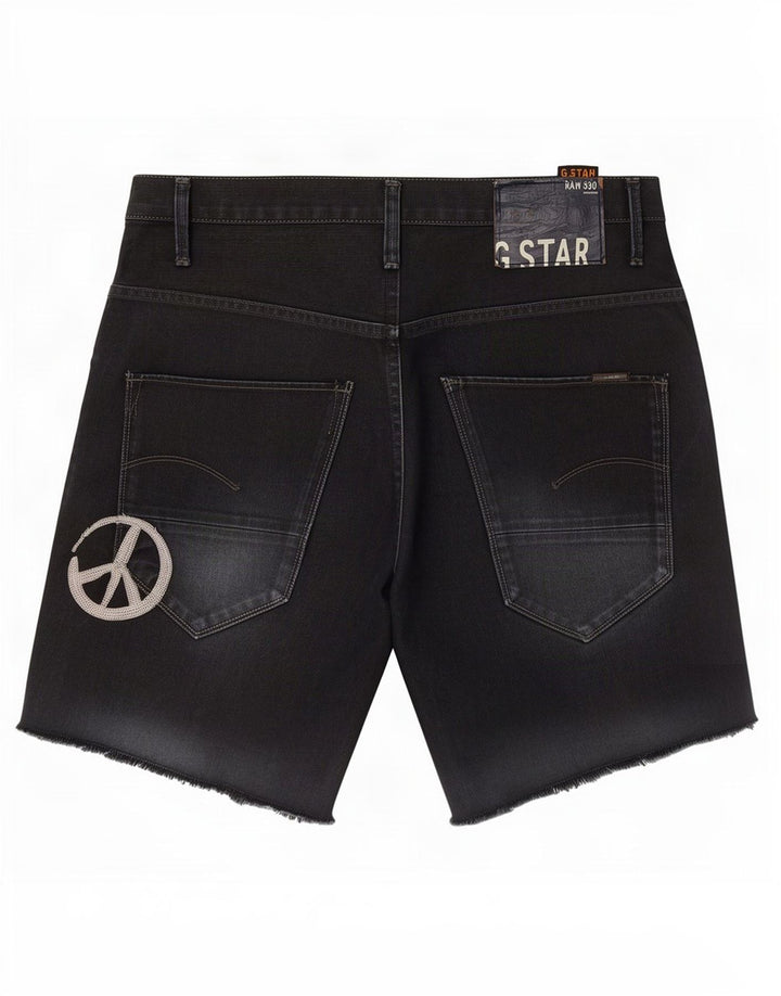 Shorts jeans masculino gráfico G-Star W34 grande preto