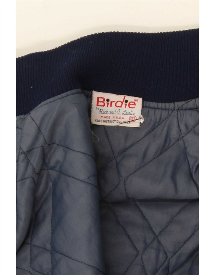 Jaqueta vintage masculina gráfica do time do colégio UK 44 2XL azul
