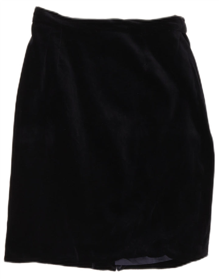 Saia lápis feminina VINTAGE de veludo com cintura alta IT 42 médio W26 azul marinho