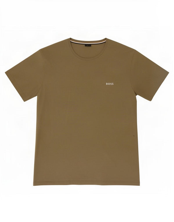 Camiseta masculina Hugo Boss grande algodão cáqui