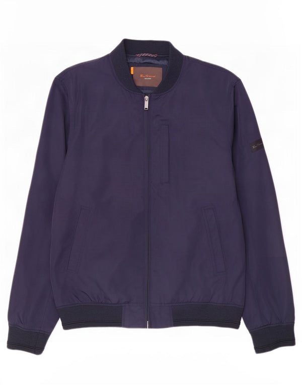 Jaqueta bomber masculina Ben Sherman Reino Unido 40 grande poliéster azul marinho