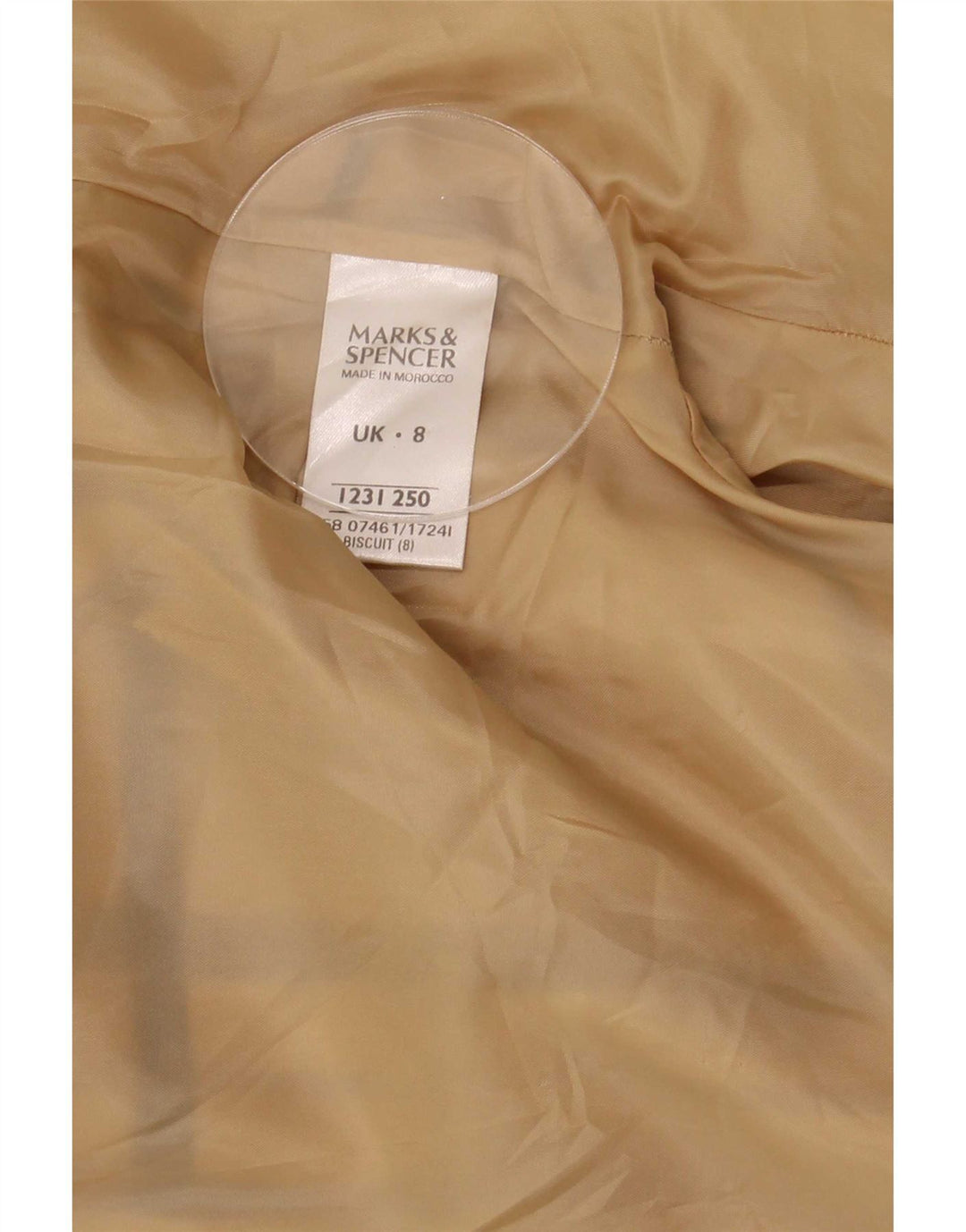 Sobretudo feminino Marks & Spencer Reino Unido 8 pequeno poliéster xadrez bege