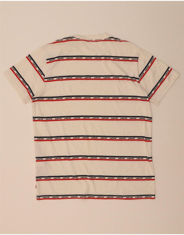 Camiseta gráfica masculina Levi's Top grande de algodão listrado branco