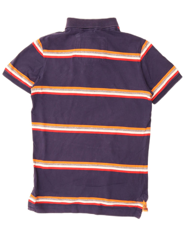 Camisa polo masculina Superdry Rugby médio azul marinho listrado algodão