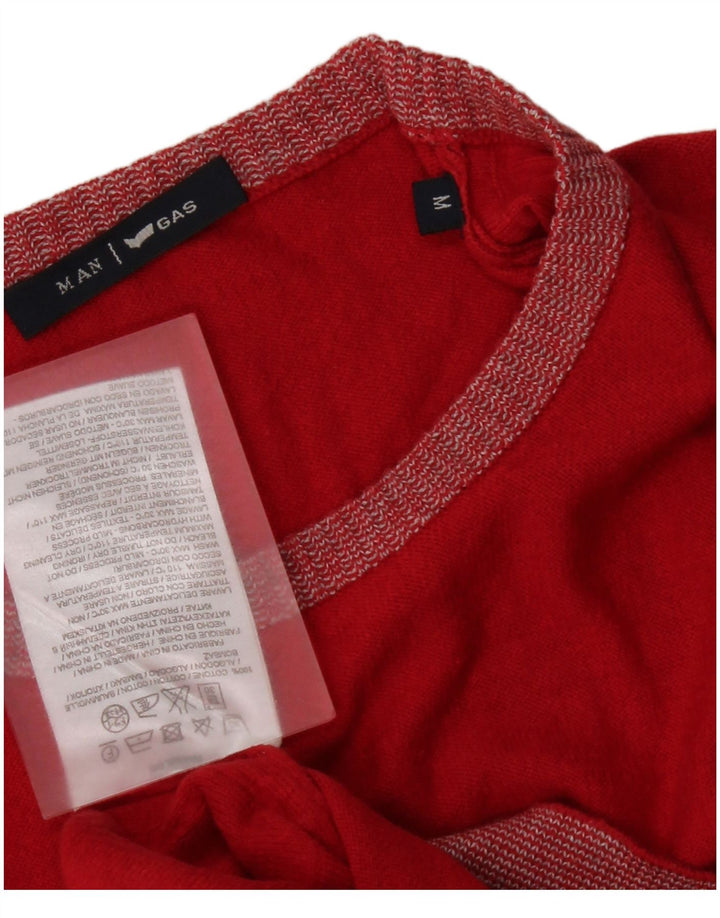Suéter masculino Gas com gola redonda e algodão vermelho médio