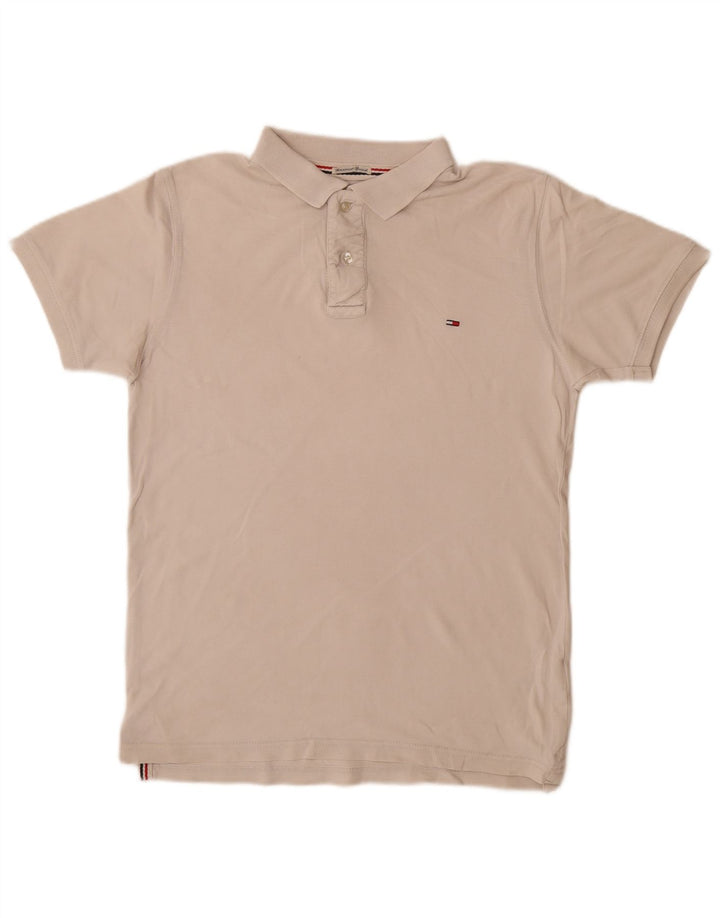 Camisa polo masculina TOMMY HILFIGER de algodão branco médio