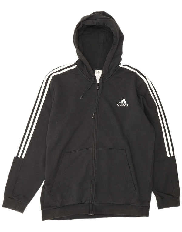 ADIDAS Mens Zip Hoodie Sweater XL Algodão Preto