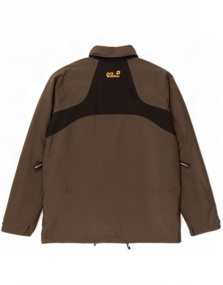Jaqueta de chuva masculina Jack Wolfskin Reino Unido 36/38 cinza médio colorblock poliamida