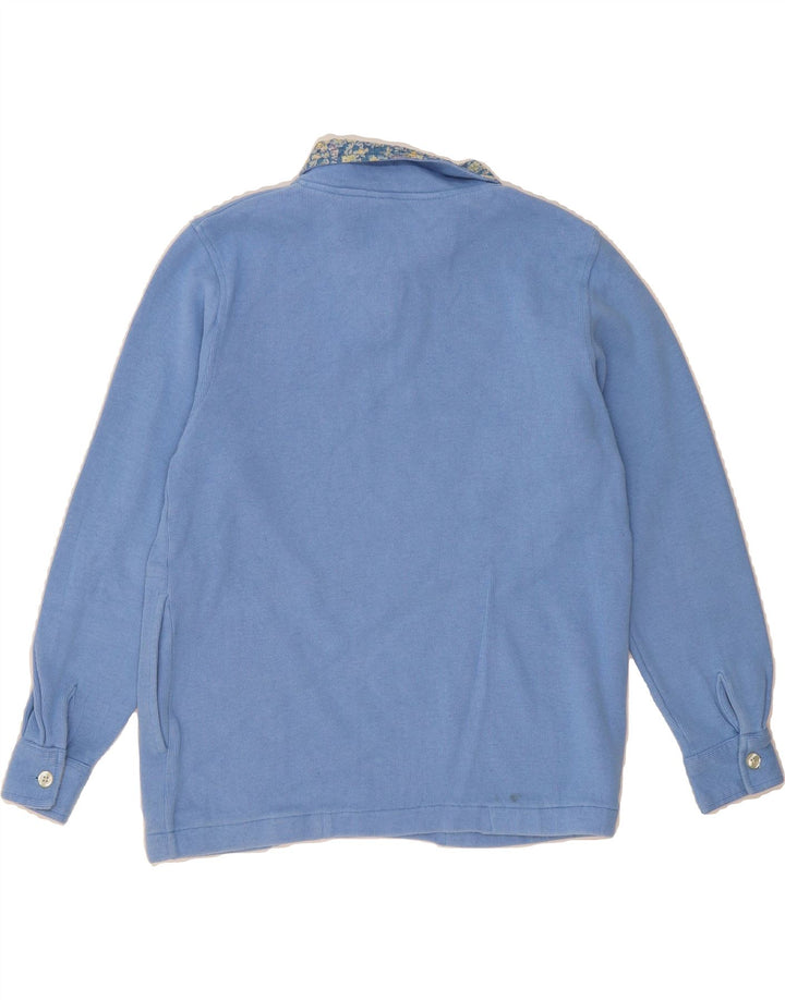 ORVIS Womens Oversized Polo Neck Sweatshirt Jumper UK 6 XS Blue Cotton Vintage Orvis and Second-Hand Orvis from Messina Hembry 