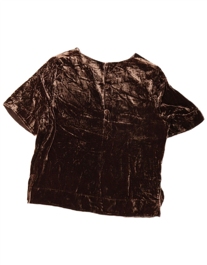 Blusa feminina de veludo autograph da Marks & Spencer Reino Unido 10 pequena marrom