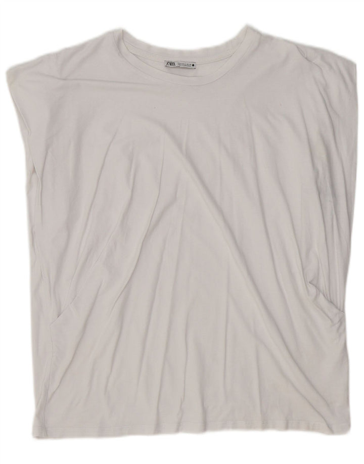 Camiseta feminina grande Zara UK 10 pequena branca