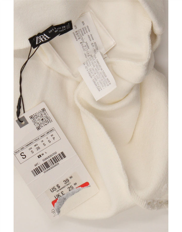 Saia reta feminina Zara pequena W26 viscose branca