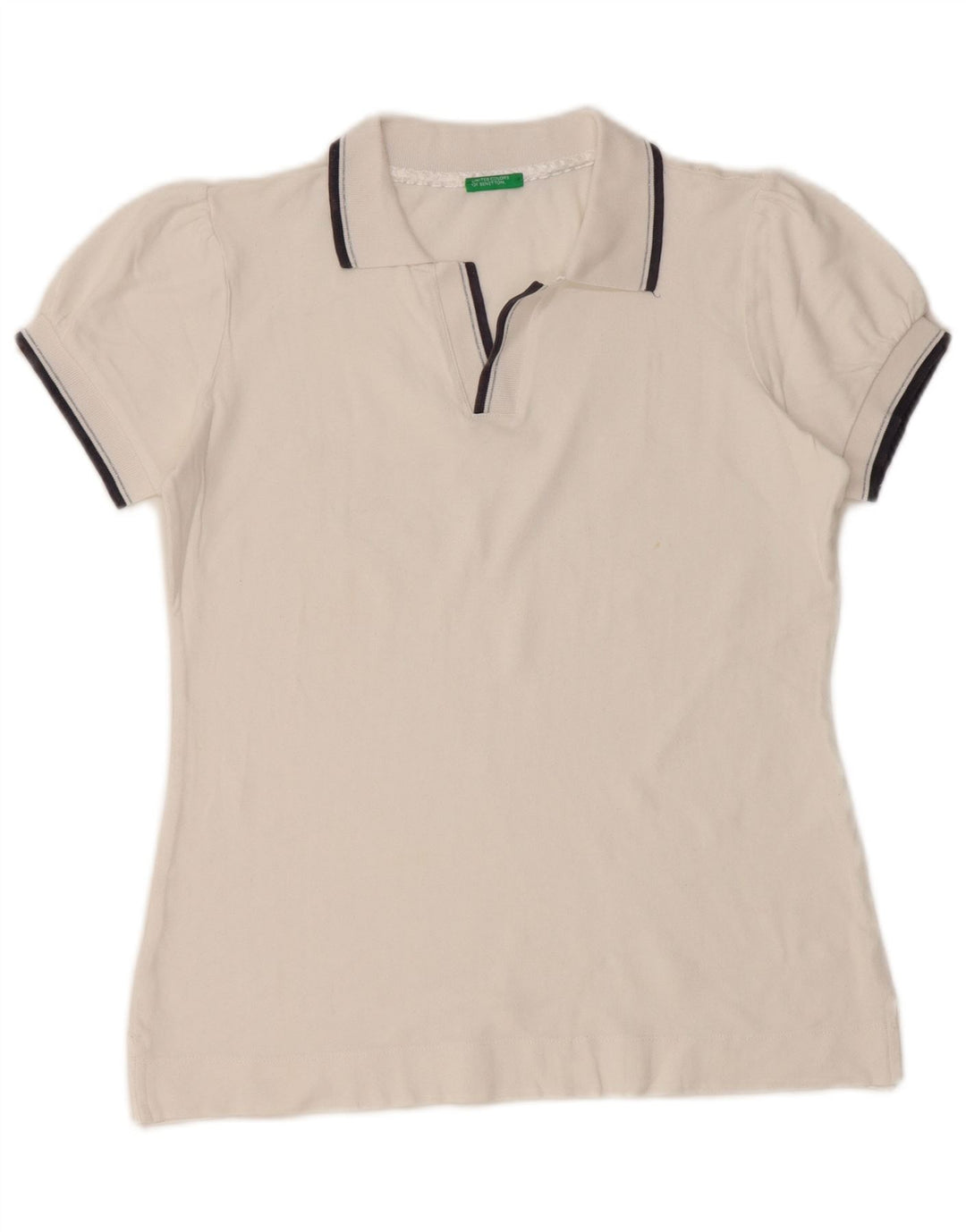 Camisa polo feminina BENETTON UK 12 médio branco