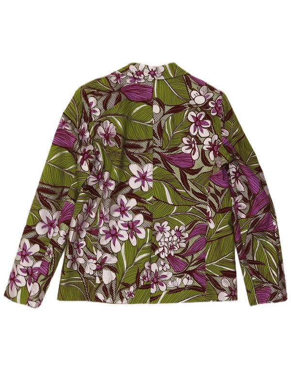 Jaqueta blazer feminina vintage com 1 botão IT 42 algodão floral verde médio