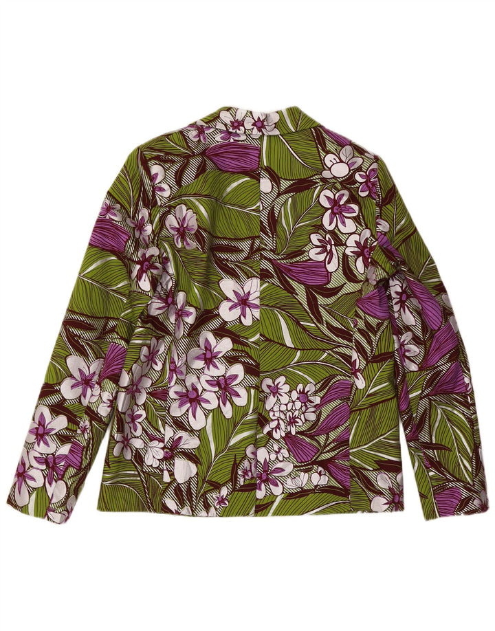 Jaqueta blazer feminina vintage com 1 botão IT 42 algodão floral verde médio
