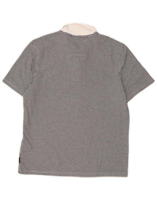 Camisa polo masculina de rugby Ted Baker tamanho 4 poliéster geométrico preto grande