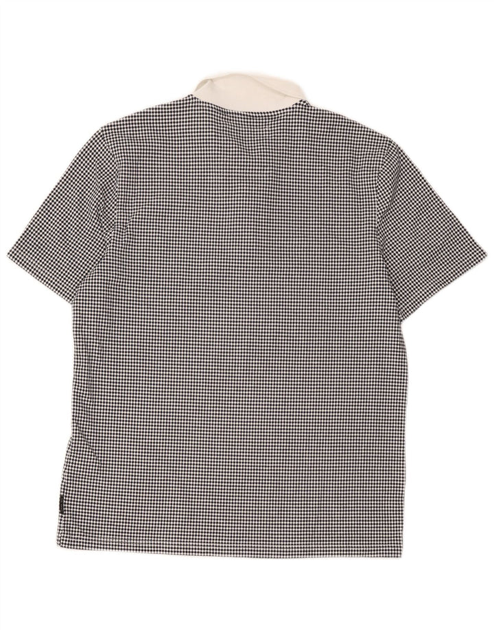 Camisa polo masculina de rugby Ted Baker tamanho 4 poliéster geométrico preto grande