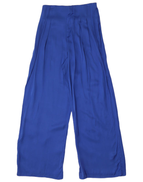 Zara Calça feminina casual cintura alta perna larga médio W28 L30 azul