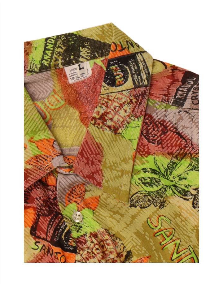 Vintage masculino abstrato Padrão manga curta camisa grande retrô multicolorido