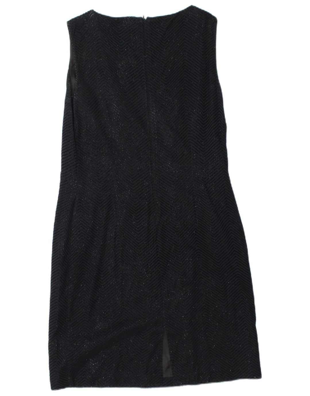 Vestido feminino vintage sem mangas IT 46 grande preto Chevron