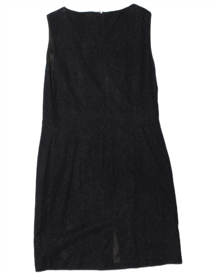 Vestido feminino vintage sem mangas IT 46 grande preto Chevron