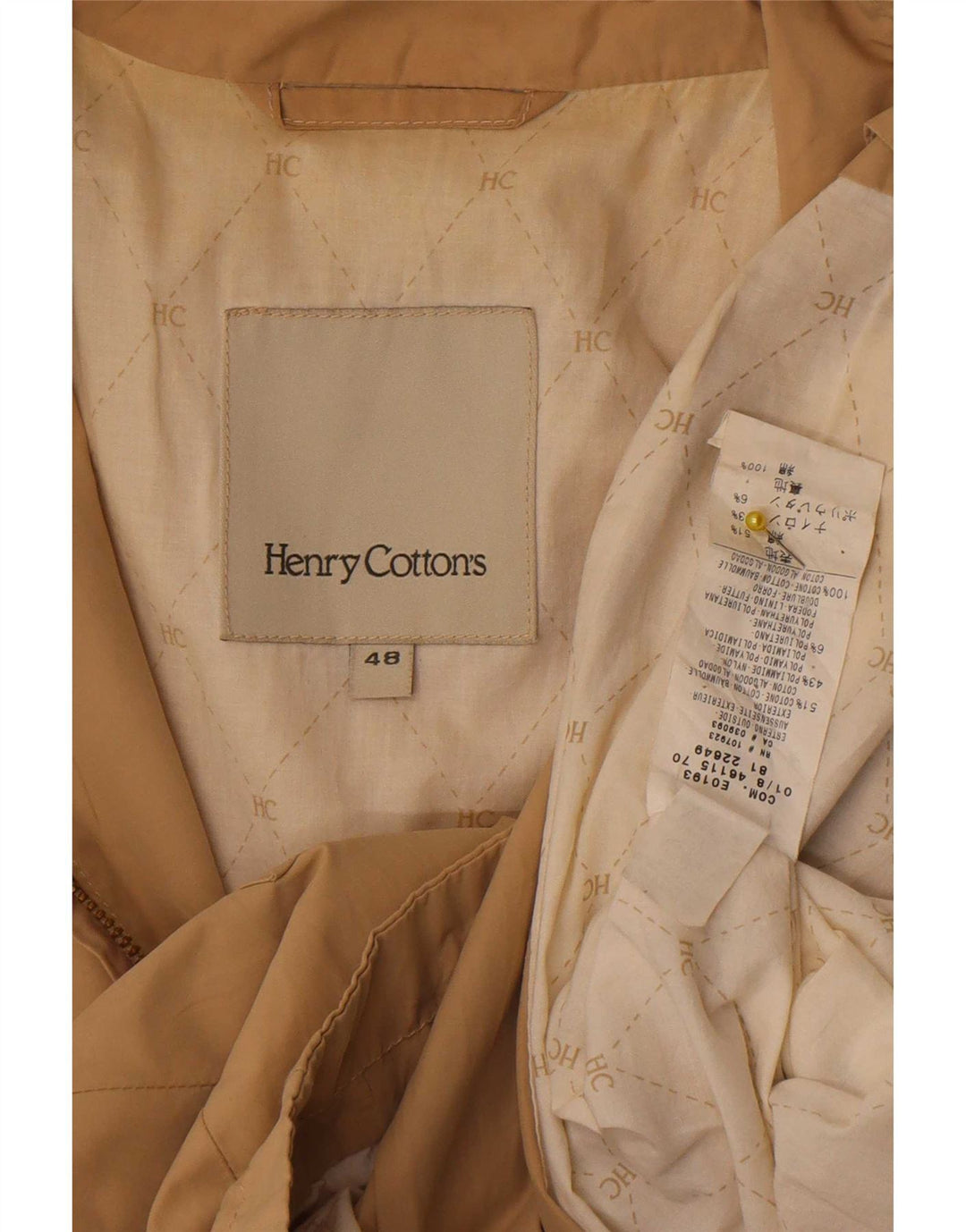 Jaqueta bomber masculina Henry Cottons IT 48 algodão bege médio